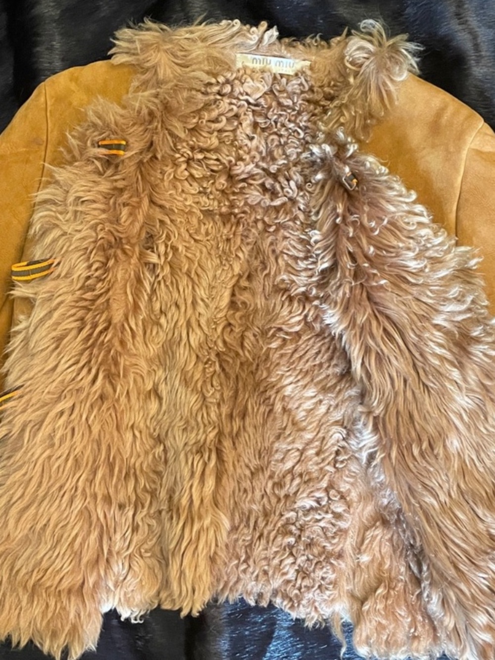 Miu Miu Suede Teddy Shearling Jacket - Picture 2 of 4